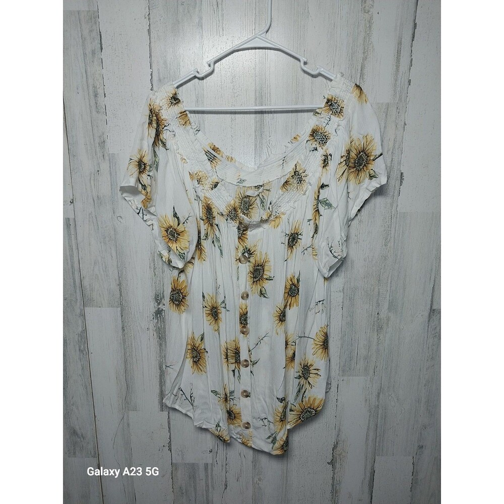 Maurices Sunflower Off-shoulder Shirt Size 2X